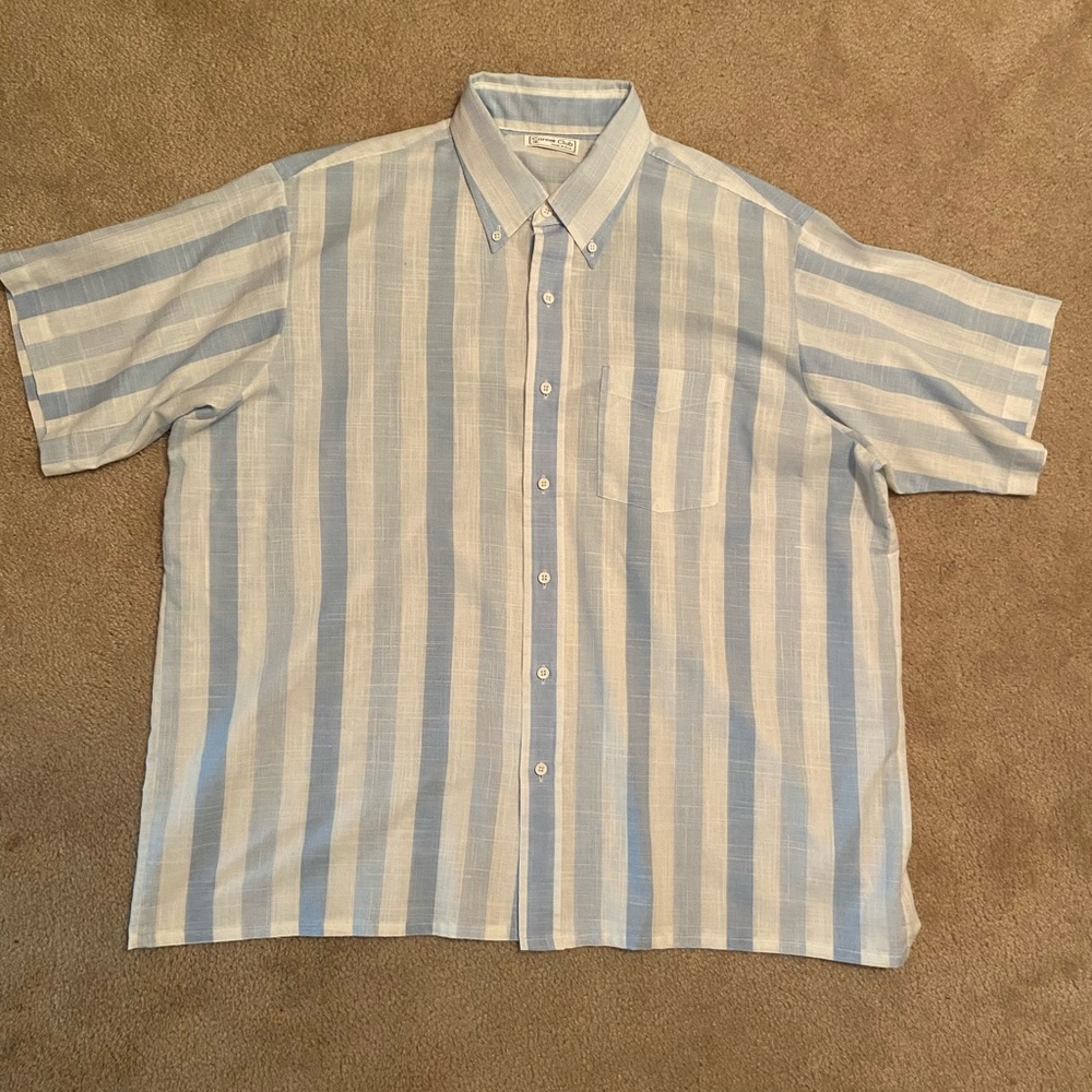 Career club Mens button down blue and white stripped vintage shirt size 1X